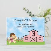 かわいいポニーライド誕生日招待状forガールズ 招待状 (スタンド正面)