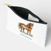 かわいいポニー水色の馬の子供の名前 アクセサリーポーチ (見開き)