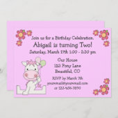 かわいいポニー誕生日招待状for Girls 招待状 (正面/裏面)