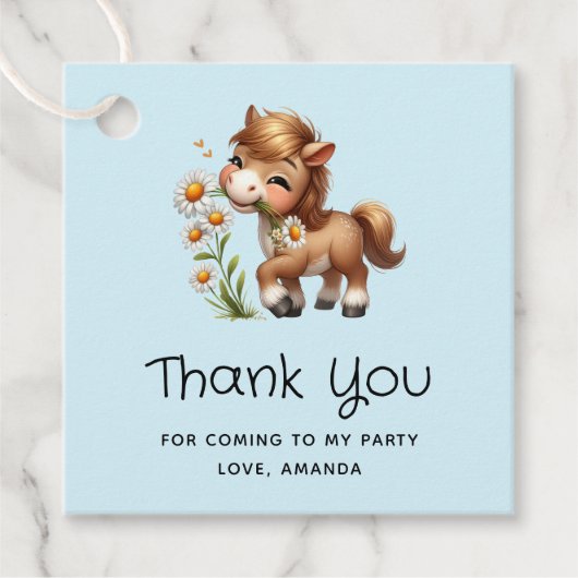 かわいいポニー食べデイジーありがとう フェイバータグ (正面)