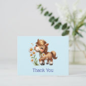 かわいいポニー食べデイジーありがとう ポストカード (スタンド正面)