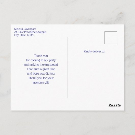 かわいいポニー食べデイジーありがとう ポストカード (裏面)