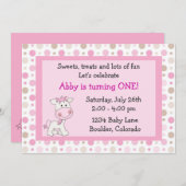 かわいいポニー1歳の誕生日招待状for Girls 招待状 (正面/裏面)