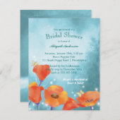 かわいいポピーフローラブライダルシャワー 招待状 (正面/裏面)