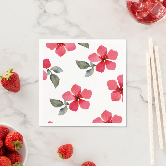 かわいいポピーレッド春の花フローラブライダルシャワー スタンダードカクテルナプキン (インサイチュ)