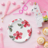 かわいいポピーレッド春の花フローラブライダルシャワー ペーパープレート (パーティー)