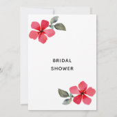 かわいいポピーレッド春の花フローラブライダルシャワー 招待状 (裏面)