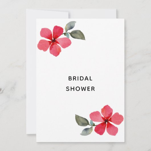 かわいいポピーレッド春の花フローラブライダルシャワー 招待状 (裏面)