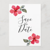 かわいいポピー赤い春の花フローラ日付を保存 案内ポストカード (正面)