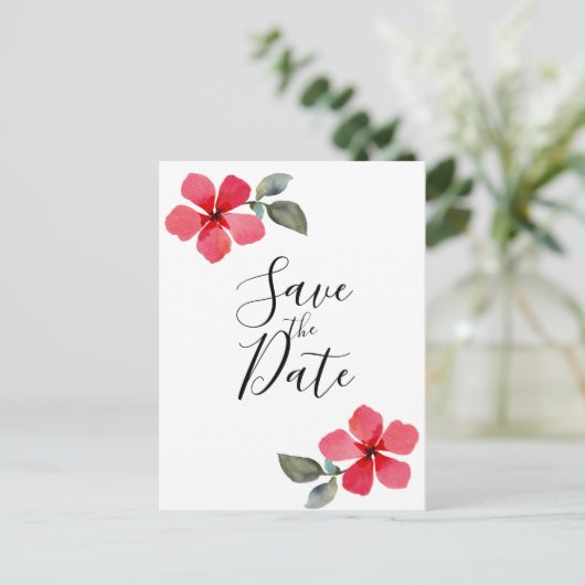 かわいいポピー赤い春の花フローラ日付を保存 案内ポストカード (スタンド正面)