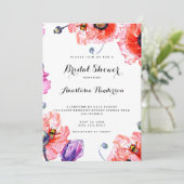 かわいいポピー 花 ブライダルシャワー 招待状 (スタンド正面)