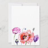 かわいいポピー 花 ブライダルシャワー 招待状 (裏面)