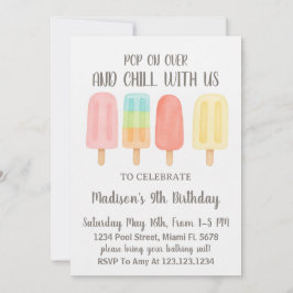 かわいいポプシクルサマー子供へパーティー 招待状
