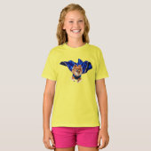 かわいいポメラニアンのスーパーヒーロー キッズTシャツ Tシャツ (正面フル)