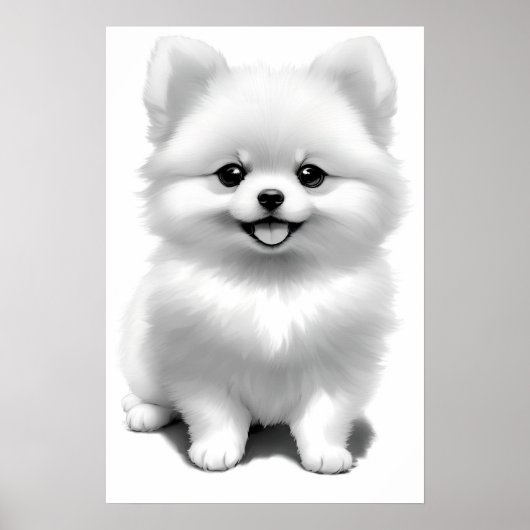 かわいいポメラニアンの子犬の絵 ポスター (正面)