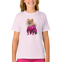 かわいいポメラニアンロボットキッズTシャツ
