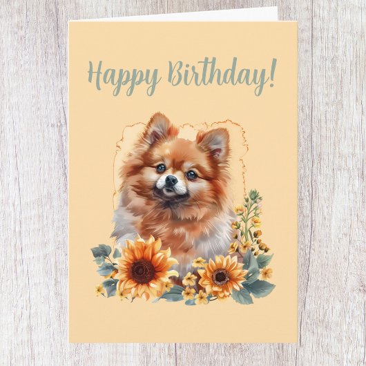 かわいいポメラニアン犬好きの誕生日カード カード