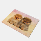 かわいいポメラニア犬のドイツのスピッツの子犬 ドアマット (アングル)