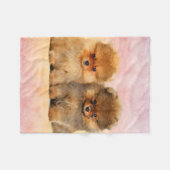 かわいいポメラニア犬のドイツのスピッツの子犬 フリースブランケット (正面(横))