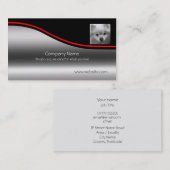 かわいいポメラニア犬の子犬、赤いswoosh、金属効果 名刺 (正面/裏面)