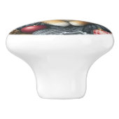 かわいいポメラニア犬コージーウォーターカラーウィンターアート セラミックノブ (側面)