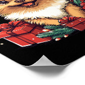 かわいいポメラニア犬サンタおもしろいハットクリスマスポムクリスマス ポスター (角)