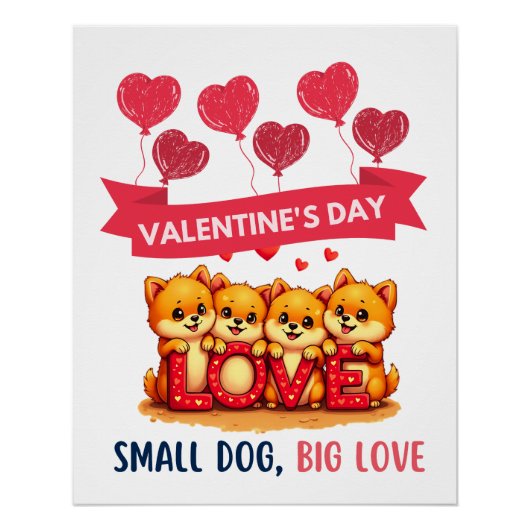 かわいいポメラニア犬ドッグズラブ ポスター (正面)