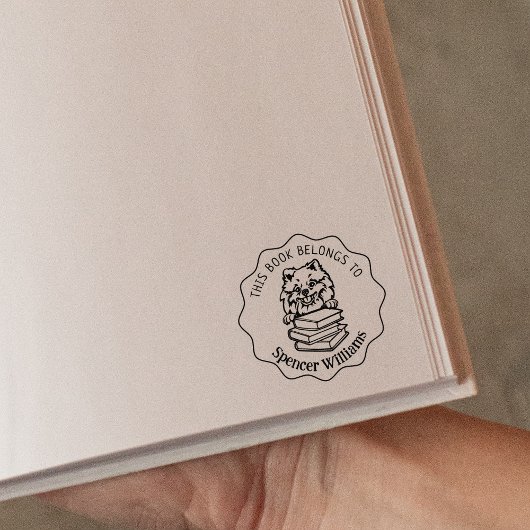 かわいいポメラニア犬ドッグブック ラバースタンプ