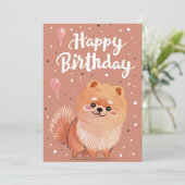かわいいポメラニア犬ハッピーバースデー シーズンカード (スタンド正面)