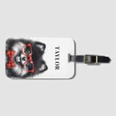 かわいいポメラニア犬レッドおたくグラス ラゲッジタグ (正面横)