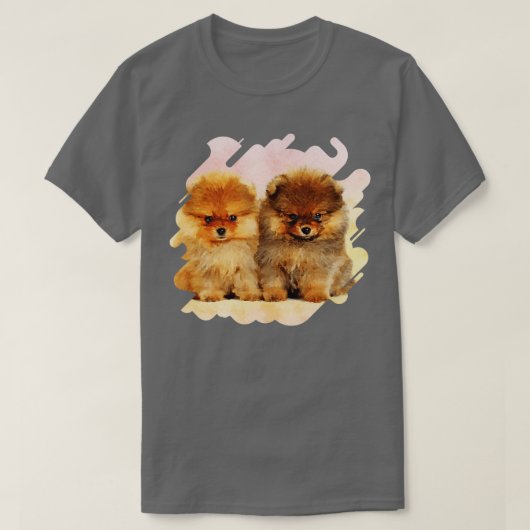 かわいいポメラニア犬子犬たち Tシャツ (デザイン正面)