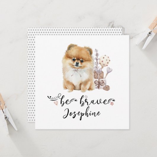 かわいいポメラニア犬子犬ベーブブレイブ引用文 招待状 (正面/裏面インサイチュ)