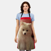 かわいいポメラニア犬犬 エプロン (着用した状態)