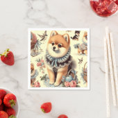 かわいいポメラニア犬絵を描ズ スタンダードカクテルナプキン (インサイチュ)