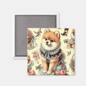 かわいいポメラニア犬絵を描ズ マグネット (正面/裏面)
