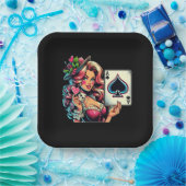 かわいいポーカー パーティーのヴィンテージ レディー ペーパープレート (パーティー)