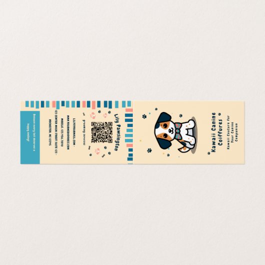 かわいいポーズディライトドッググルーミング割引 名刺 (外部フラット)