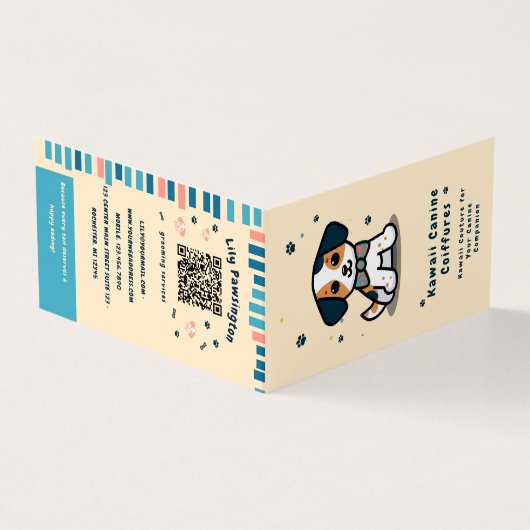 かわいいポーズディライトドッググルーミング割引 名刺 (外部)