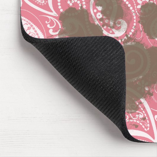 かわいいポープリントオン赤面ピンクペイズリー マウスパッド (コーナー)