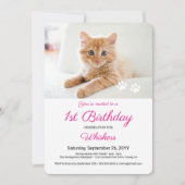 かわいいポープリントカスタムペット誕生日パーティー写真 招待状 (正面)