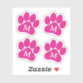 かわいいポープリントパーソナライズされたイニシャルホットピンクビニル シール (シート)