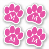 かわいいポープリントパーソナライズされたイニシャルホットピンクビニル シール (正面)