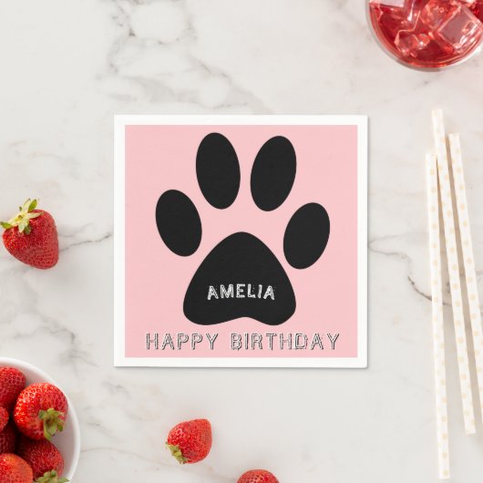 かわいいポープリントピンクガーリー誕生日パーティー スタンダードカクテルナプキン (インサイチュ)