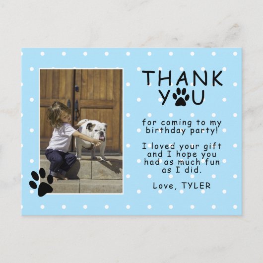 かわいいポープリントブルー誕生日ありがとうございました ポストカード (正面)