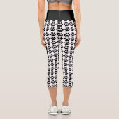 かわいいポープリントホワイトブラックパターントレンディーフィットネス カプリレギンス (裏面)