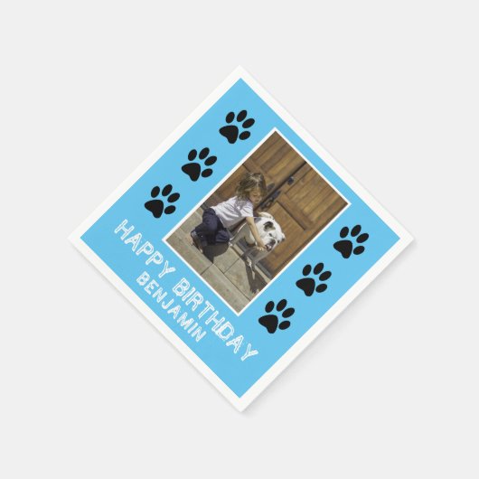 かわいいポープリントボーイ名フォトバースデーパーティー スタンダードカクテルナプキン (角)