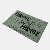 かわいいポープリント&ネームホームスイートホームセージ緑 ドアマット (アングル)