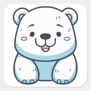 かわいいポーラベアグラフィックデザイン スクエアシール