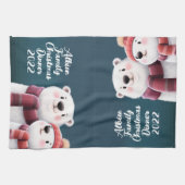 かわいいポーラーベアの子たち、マフラーを巻く キッチンタオル (横)