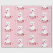 かわいいポーラーベアー冬の赤ちゃん少女ピンク ラッピングペーパー (フラット)